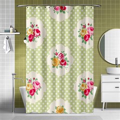 Green Shabby Chic Shower Curtain 48  X 72  (small)  by NouveauDesign