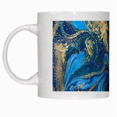 Ocean Blue Gold Marble White Mugs by NouveauDesign