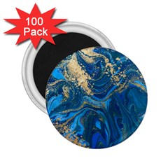 Ocean Blue Gold Marble 2 25  Magnets (100 Pack)  by NouveauDesign