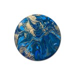 ocean blue gold marble Rubber Round Coaster (4 pack)  Front