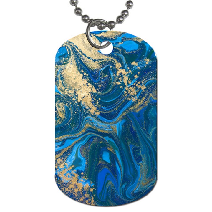 ocean blue gold marble Dog Tag (One Side)