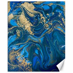 Ocean Blue Gold Marble Canvas 16  X 20   by NouveauDesign