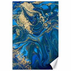 Ocean Blue Gold Marble Canvas 24  X 36  by NouveauDesign