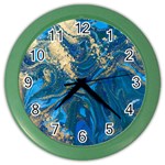 ocean blue gold marble Color Wall Clocks Front