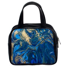 Ocean Blue Gold Marble Classic Handbags (2 Sides) by NouveauDesign