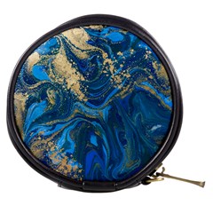 Ocean Blue Gold Marble Mini Makeup Bags by NouveauDesign