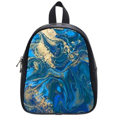 Ocean Blue Gold Marble School Bag (small) by NouveauDesign