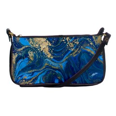 Ocean Blue Gold Marble Shoulder Clutch Bags by NouveauDesign