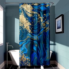 Ocean Blue Gold Marble Shower Curtain 36  X 72  (stall)  by NouveauDesign