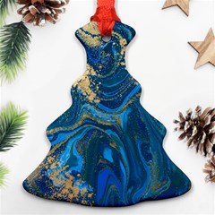 Ocean Blue Gold Marble Ornament (christmas Tree)  by NouveauDesign