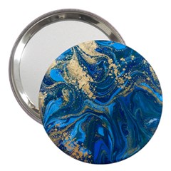 Ocean Blue Gold Marble 3  Handbag Mirrors by NouveauDesign