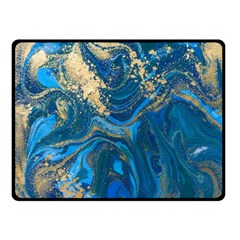 Ocean Blue Gold Marble Double Sided Fleece Blanket (small)  by NouveauDesign