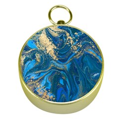 Ocean Blue Gold Marble Gold Compasses by NouveauDesign