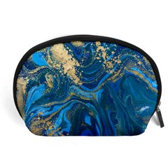 Ocean Blue Gold Marble Accessory Pouches (large)  by NouveauDesign