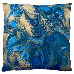 Ocean Blue Gold Marble Standard Flano Cushion Case (one Side) by NouveauDesign