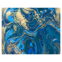 Ocean Blue Gold Marble Double Sided Flano Blanket (medium)  by NouveauDesign