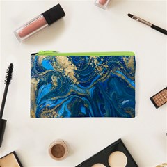 Ocean Blue Gold Marble Cosmetic Bag (xs) by NouveauDesign