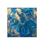 ocean blue gold marble Satin Bandana Scarf Front