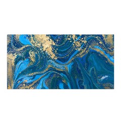 Ocean Blue Gold Marble Satin Wrap by NouveauDesign