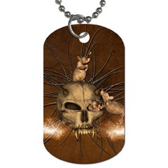 Awesome Skull With Rat On Vintage Background Dog Tag (Two Sides)