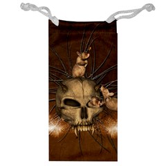 Awesome Skull With Rat On Vintage Background Jewelry Bag by FantasyWorld7