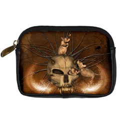 Awesome Skull With Rat On Vintage Background Digital Camera Cases by FantasyWorld7