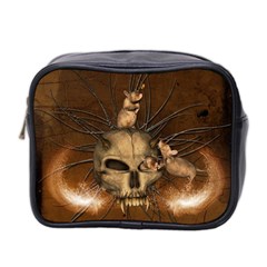 Awesome Skull With Rat On Vintage Background Mini Toiletries Bag 2-side by FantasyWorld7