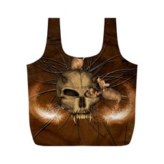 Awesome Skull With Rat On Vintage Background Full Print Recycle Bags (m)  by FantasyWorld7