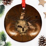 Awesome Skull With Rat On Vintage Background Ornament (Round) Front