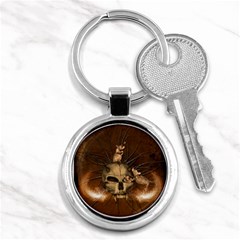 Awesome Skull With Rat On Vintage Background Key Chains (Round) 