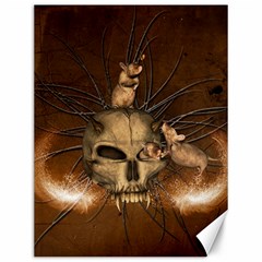 Awesome Skull With Rat On Vintage Background Canvas 12  X 16   by FantasyWorld7