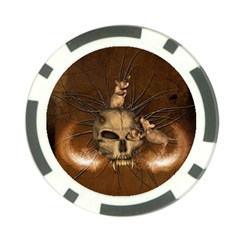 Awesome Skull With Rat On Vintage Background Poker Chip Card Guard