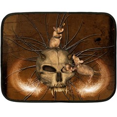 Awesome Skull With Rat On Vintage Background Fleece Blanket (Mini)