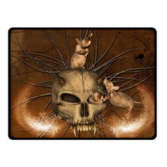 Awesome Skull With Rat On Vintage Background Fleece Blanket (Small)