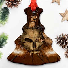 Awesome Skull With Rat On Vintage Background Ornament (Christmas Tree) 