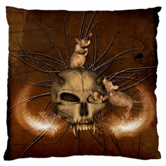 Awesome Skull With Rat On Vintage Background Large Cushion Case (Two Sides)