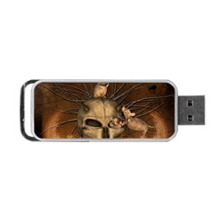 Awesome Skull With Rat On Vintage Background Portable Usb Flash (one Side) by FantasyWorld7