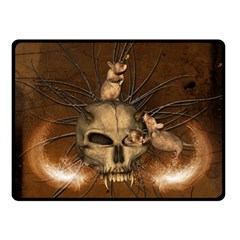 Awesome Skull With Rat On Vintage Background Double Sided Fleece Blanket (small)  by FantasyWorld7