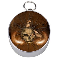 Awesome Skull With Rat On Vintage Background Silver Compasses by FantasyWorld7