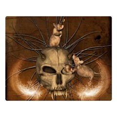 Awesome Skull With Rat On Vintage Background Double Sided Flano Blanket (Large) 