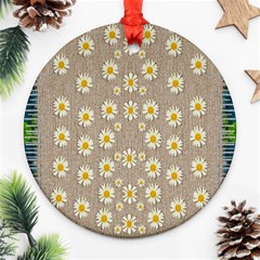 Star Fall Of Fantasy Flowers On Pearl Lace Ornament (round) by pepitasart