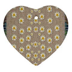 Star Fall Of Fantasy Flowers On Pearl Lace Ornament (heart) by pepitasart