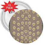 Star Fall Of Fantasy Flowers On Pearl Lace 3  Buttons (10 pack)  Front