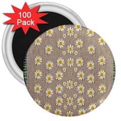 Star Fall Of Fantasy Flowers On Pearl Lace 3  Magnets (100 Pack) by pepitasart