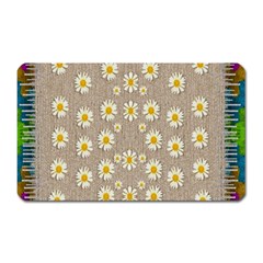 Star Fall Of Fantasy Flowers On Pearl Lace Magnet (rectangular) by pepitasart