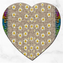 Star Fall Of Fantasy Flowers On Pearl Lace Jigsaw Puzzle (heart) by pepitasart