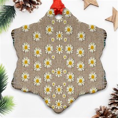 Star Fall Of Fantasy Flowers On Pearl Lace Ornament (snowflake) by pepitasart