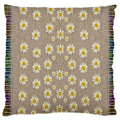 Star Fall Of Fantasy Flowers On Pearl Lace Large Cushion Case (one Side) by pepitasart