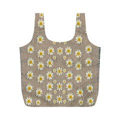 Star Fall Of Fantasy Flowers On Pearl Lace Full Print Recycle Bags (m)  by pepitasart