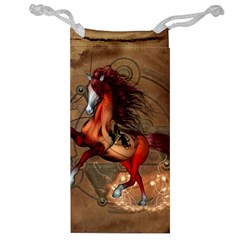 Awesome Horse  With Skull In Red Colors Jewelry Bag by FantasyWorld7